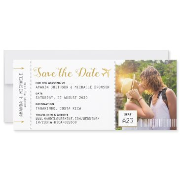 photo boarding pass destination save the date