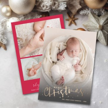 photo collage christmas birth announcement