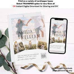 Small Photo Collage White Print Or Digital Wedding Invi Invitation Front View