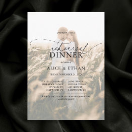 Small Photo Elegant Calligraphy Rehearsal Dinner Invitation Front View