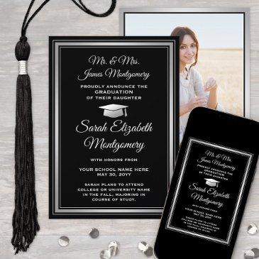 photo from parents black and white graduation announcement