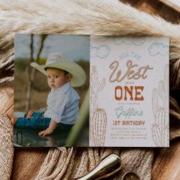 Small Photo How The West Was One Birthday Invitation Front View