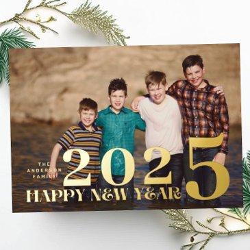 photo large premium gold happy new year 2025 foil holiday invitations