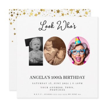 photo montage birthday party 100 years old invitation