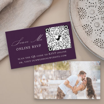 photo online rsvp qr code purple wedding enclosure invitations