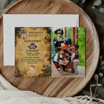 photo pirate themed birthday party invitation