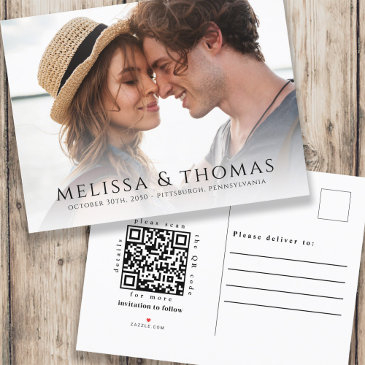 photo qr code save the date classic elegant announcement postinvitations