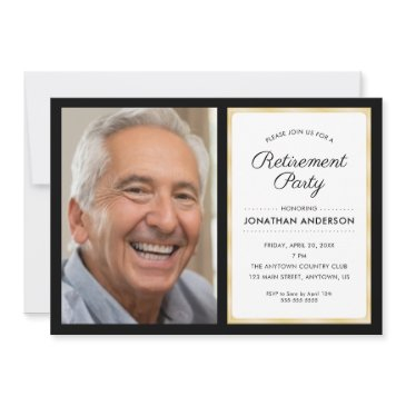 photo retirement party | black and gold invitation
