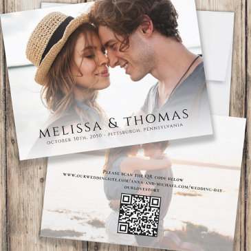 photo save the date simple minimalist qr code