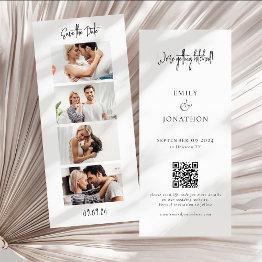 Small Photo Strip 4 Pictures Qr Code Photobooth Wedding Save The Date Front View