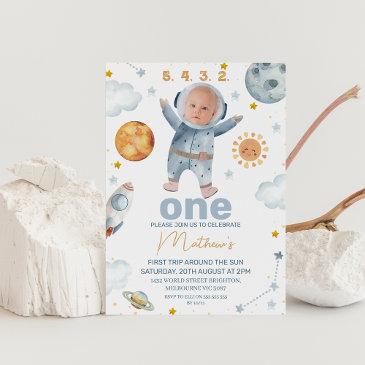 photo sun first trip around the sun 1st birthday invitation