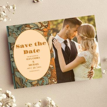 photo terracotta floral art nouveau wedding save the date