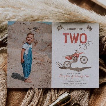 photo two fast dirt bike birthday invitation