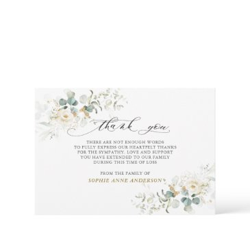 photo white floral greenery gold in loving memory thank you invitations
