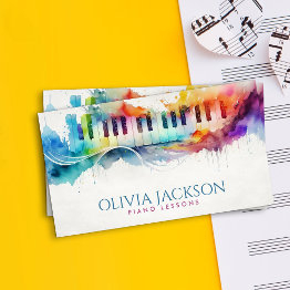 Small Piano Teacher Music Tutor Business Invitations Front View