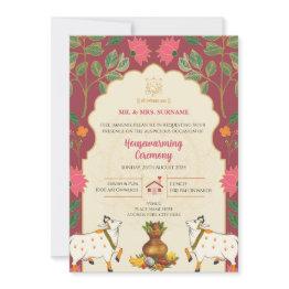 Small Pichwai Lotus Housewarming Invitations Front View