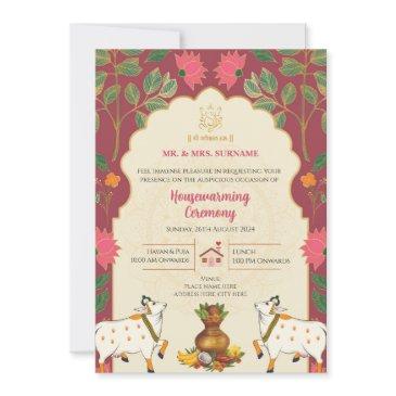 pichwai lotus housewarming invitations