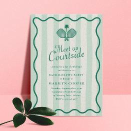 Small Pickleball Aesthetic Elegant Bachelorette Party Invitation Front View