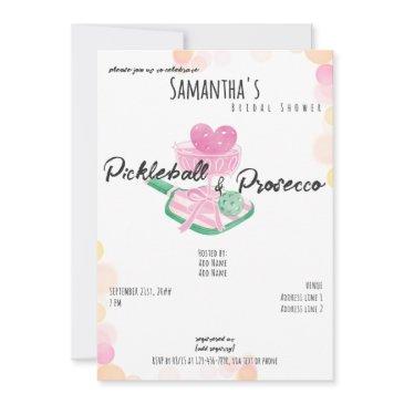 pickleball & prosecco retro couples bridal shower invitation