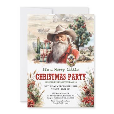 picturesque western santa cowboy sheriff's badge invitation