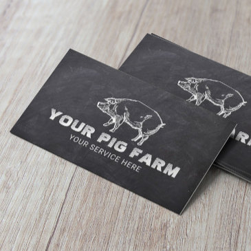 pig farm livestock pork producer rustic chalkboard business invitations