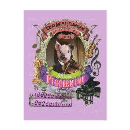 Small Piggienini Funny Pig Animal Composer Paganini Postinvitations Front View