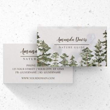 pine forest nature watercolor business invitations