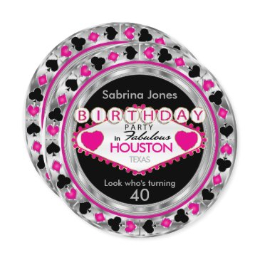 pink 00th birthday party - diy city & state invitation