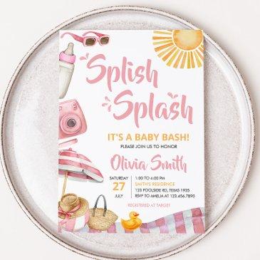 pink beach summer baby shower invitation