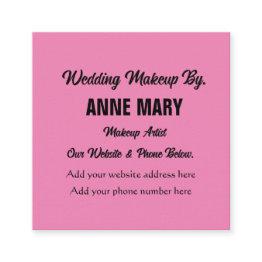 Small Pink Black Wedding Makeup Artist Name Classy Enclosure Invitations Front View