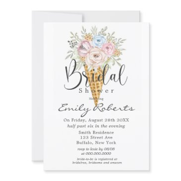 pink blue sage ice cream cone bridal shower invit invitation