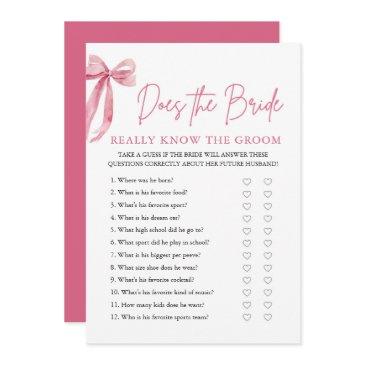 pink bow does the bride really know the groom game invitation