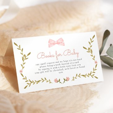 pink bow floral baby shower books for baby enclosure invitations