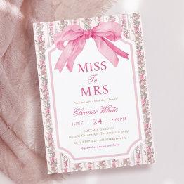 Small Pink Bow Miss To Mrs Bridal Shower Invitation Front View