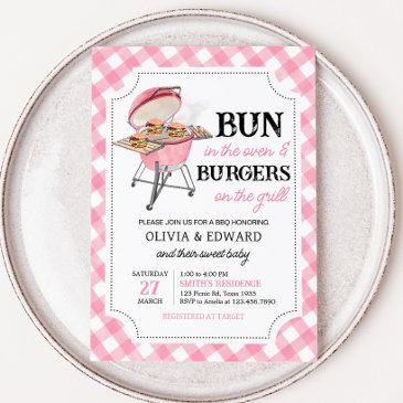 pink burger bbq baby shower invitation