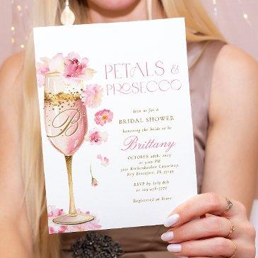 pink champagne floral bridal shower invitation