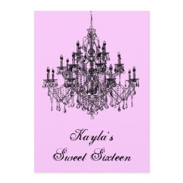 pink chandelier sweet 16 party invitation