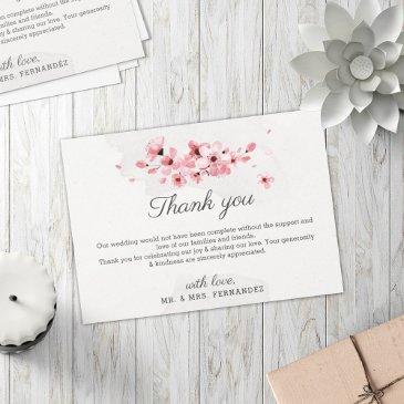 pink cherry blossom floral elegant chic wedding thank you invitations