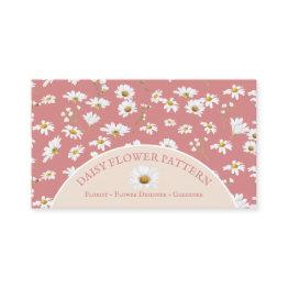 Small Pink Chic Daisy Flower Baby Sitter Business Invitations Front View