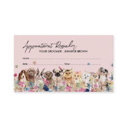 Small Pink Dogs Pet Accessories Designer Appointment Business Invitations Front View
