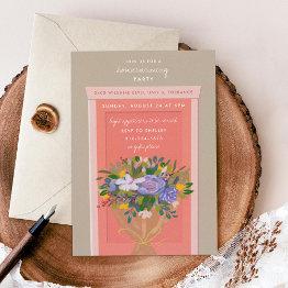 Small Pink Door Housewarming Party Illustrated Invitation Front View
