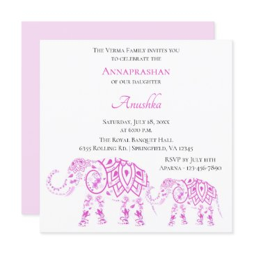 pink elephants annaprashan | first rice invitation