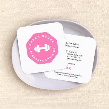 pink emblem personal trainer training business ca square business invitations
