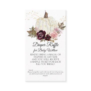 pink gold burgundy floral pumpkin diaper raffle business invitations
