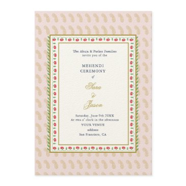 pink & gold mehendi ceremony indian invitation