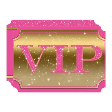 pink & gold sparkle glam vip party event ticket invitation