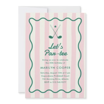 pink + green golf 30th birthday party invitation