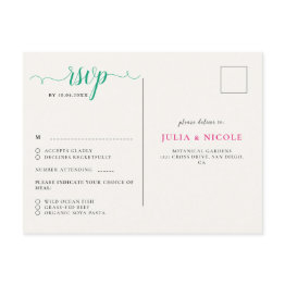 Small Pink Green Rose Petals Flowers Garden Wedding Postinvitations Front View