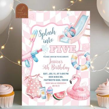 pink groovy pastel pool summer party girl birthday invitation