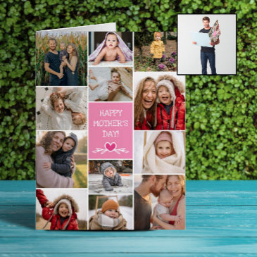 pink happy mother's day 12 photo collage big invitations
